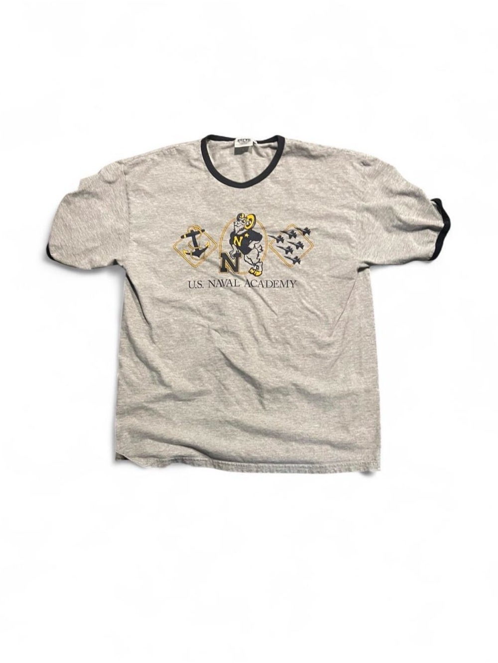 Gray Ringer US Naval Academy Vintage Tee